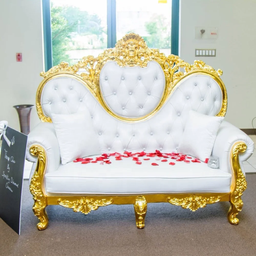 Classy european double seat royal wedding throne chair queen sofa chairs