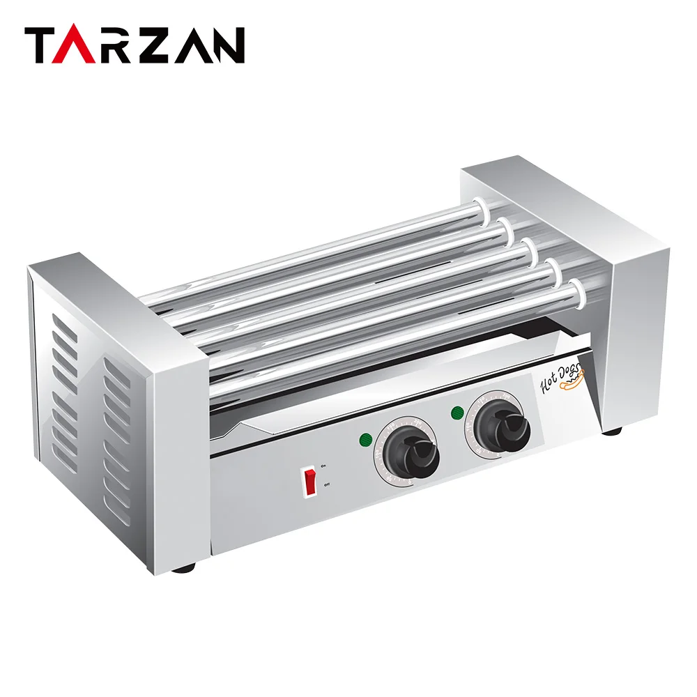 Commercial Stainless Steel 5/7/9/11 Rollers Hot Dog Grill Roller Machine Sausage Making Machine Hot Dog Steamer Snack Machine