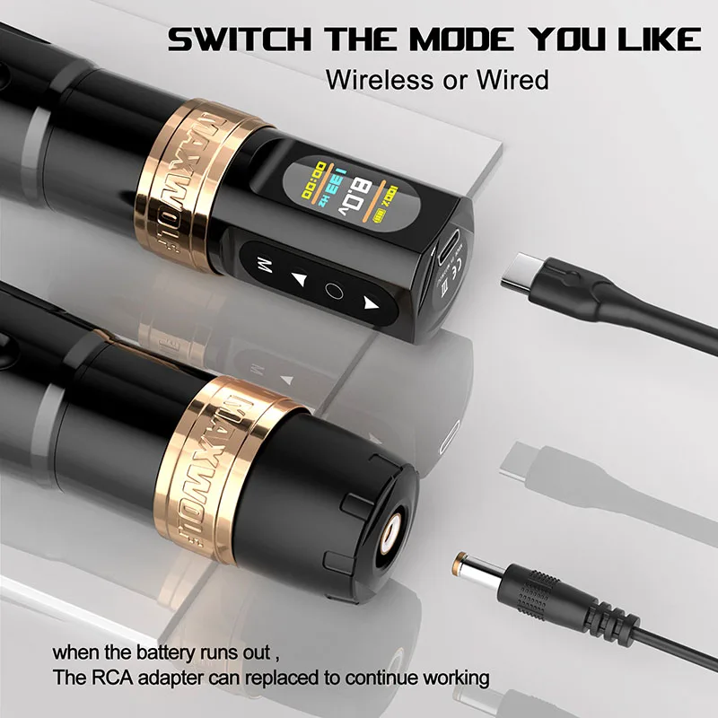 Professional Maxwolf Portable Electric Maquina De Tatuajes Eyebrow Coreless Tattoo Gun Pen Set Rotary Wireless Tattoo Machine