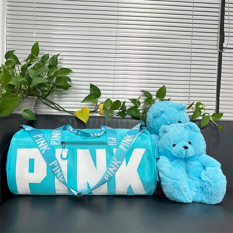 New Arrivals Plush Slippers Pink Bag Duffle Travel Set Spend The Night Weekender Gym Overnight Duffle Bag And Teddy Bear Slipper