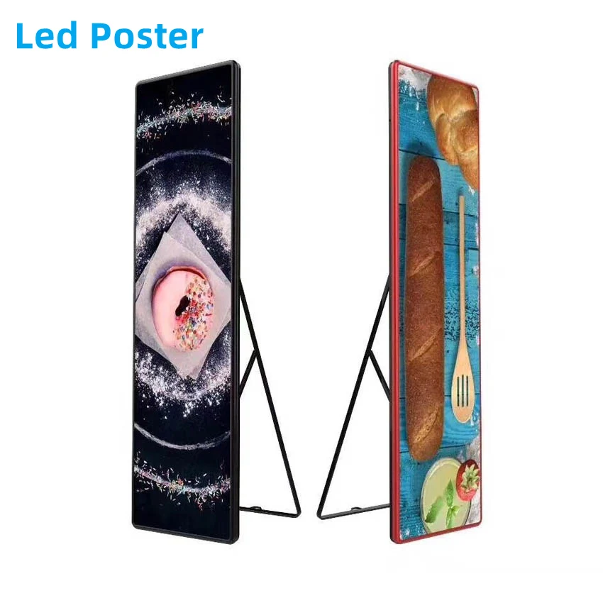 outdoor screen advertising foldable trade show display portable menu led display stand battery powered kiosks poster