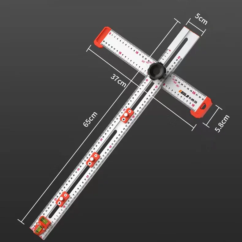 Multi-functional adjustable angle ruler woodworking tool T-ruler 90/45 degree aluminium alloy scribing rule