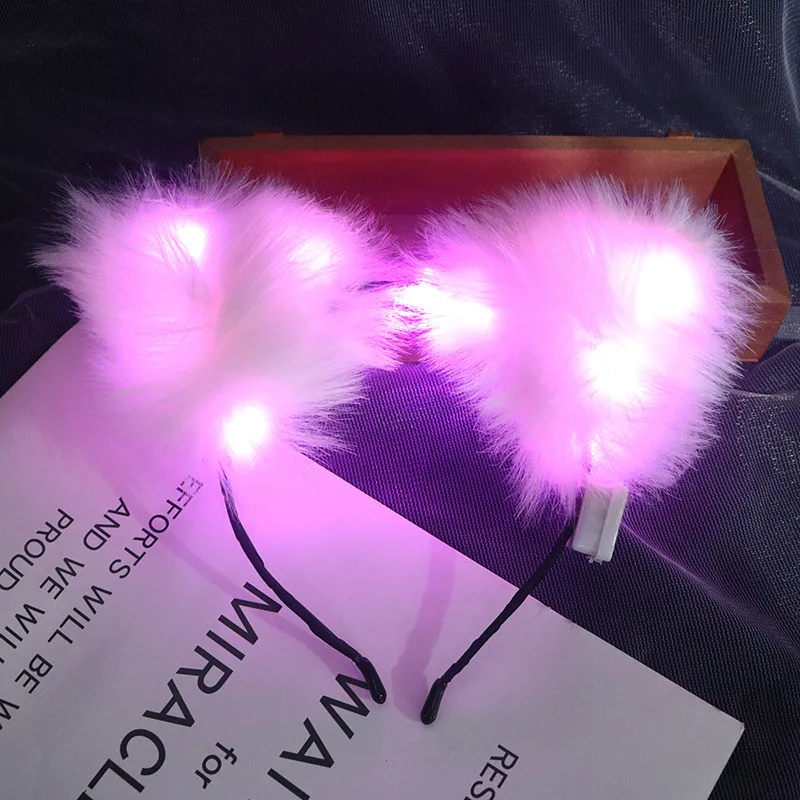 Wholesale Bridesmaid Wedding Party Show Girls LED Light Angle fur Headband Women Toy Plush Flashing Wing LED Headband Headpiece