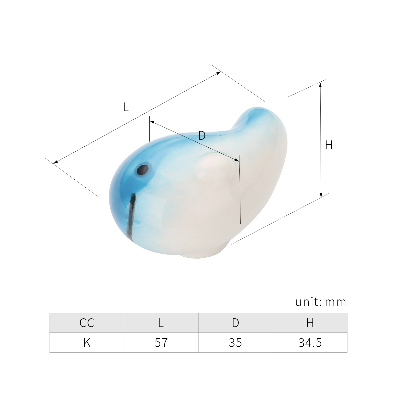 Hot Sale Children Cartoon Whale Shape Animals Ceramic Bedroom Knob 6303