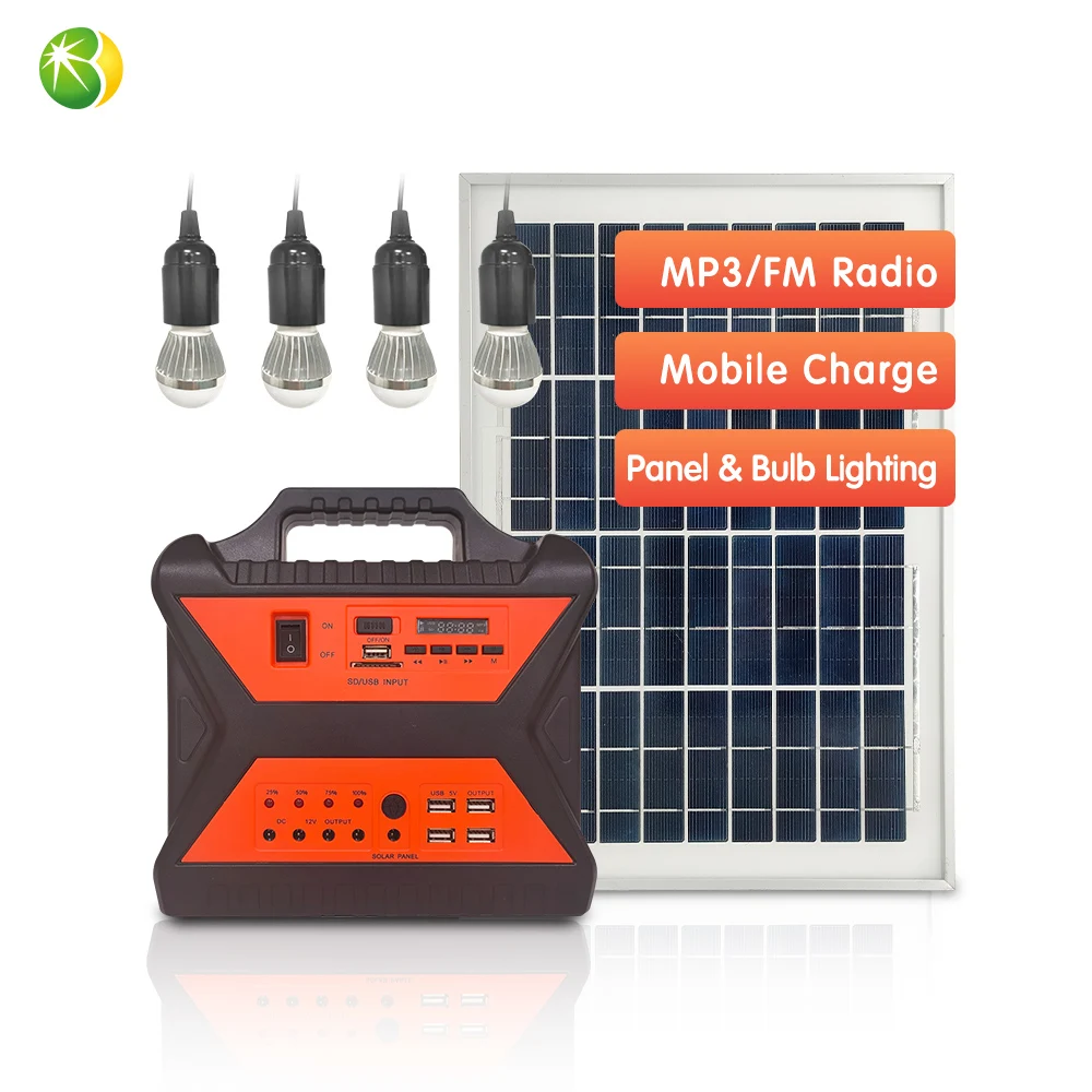 small camping portable off grid power generator kit 10w solar panel mini 12v dc home indoor sound light bulb energy system