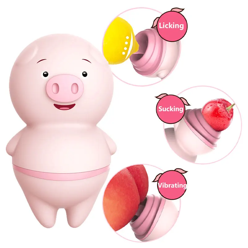female masturbator mini pig shape vibrator cliloral tongue licking suck vibrator 6 modes sex toys for woman