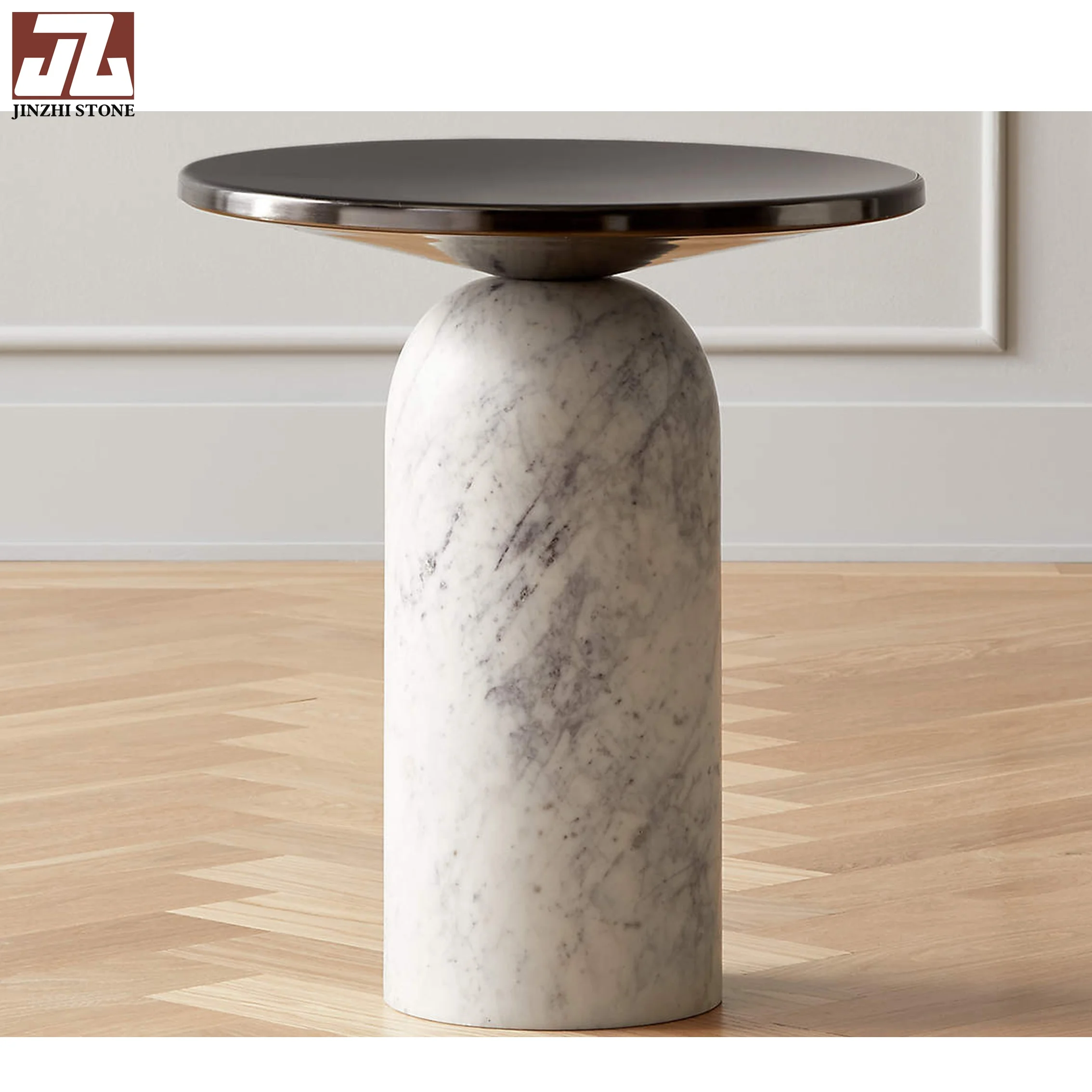 Factory Wholesale Italian Style Natural Stone Living Room Travertine Round Side Table Modern Circular Travertine Side Tables