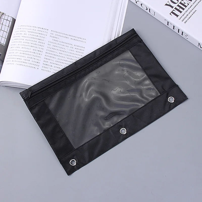 Three-hole file pencil case Oxford Cloth Binder Office B5 stationery bag Large capacity pen bag storage bag