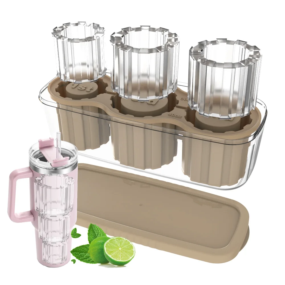 MHC Bpa Free Ice Cube Tray For 30-40 Oz Stanley Cups With Non-Spill Lid Silicone Ice Mold
