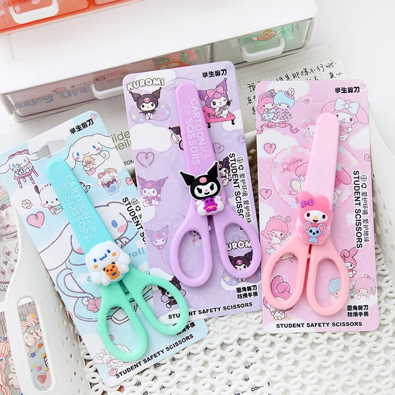 Sanrio cartoon round head scissors High appearance level student craft scissors Cute Kouromi safety scissors