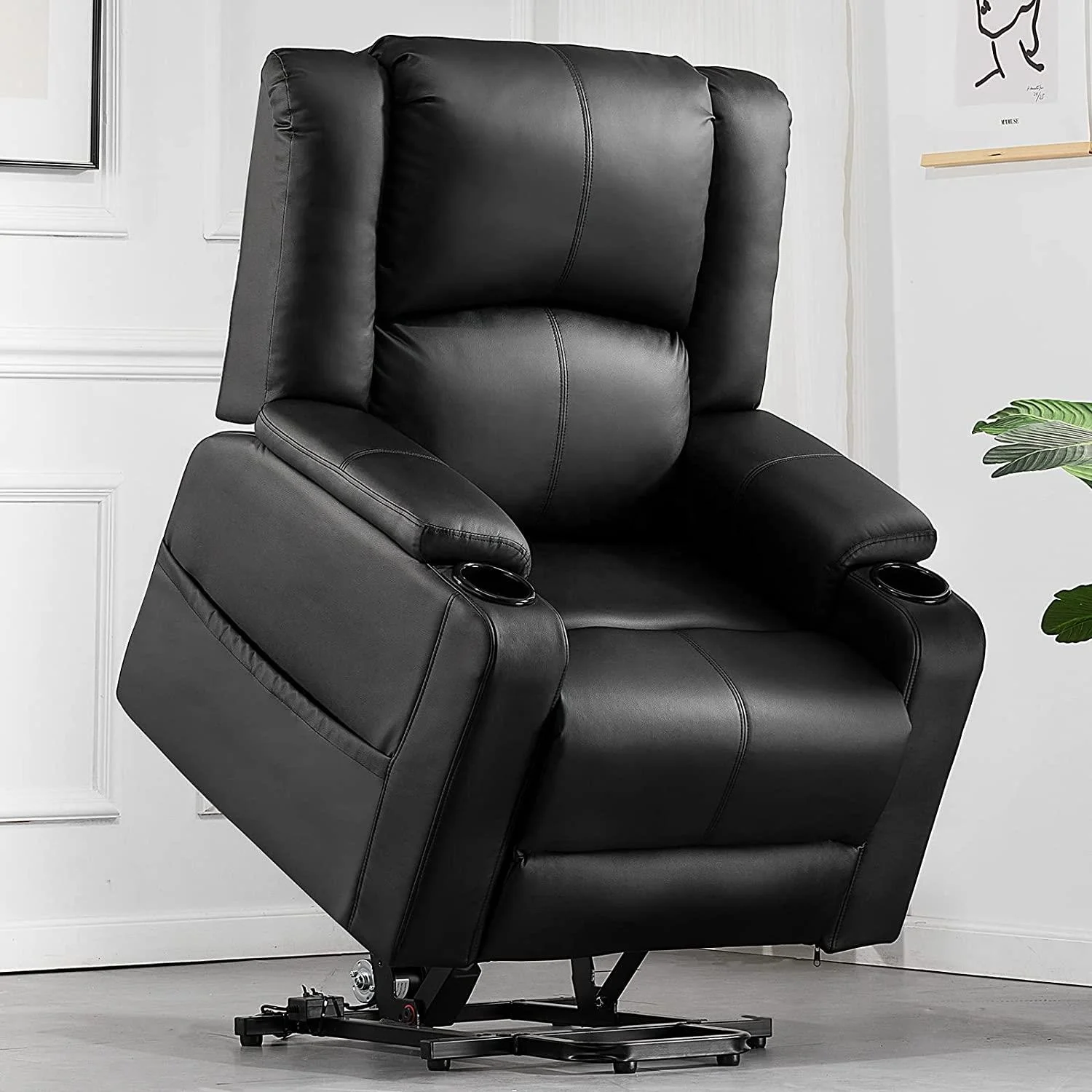 Electric Power Lift Recliner Chair with Massage and Heat for Elderly, Extended Footrest, Hand Remote Control