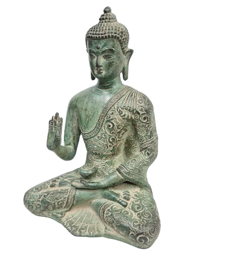High Quality Antiqued Brass Buddha Idol Custom Printed Indian Metal Sculpture Home Decor Nepal Medicine Statue Buddhism Figurine