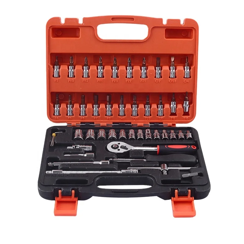 46pc S2 Material Auto Repair Tool Set Sleeve Tool With Ratchet Wrench Combination Tool Set Auto Parts Socket Set