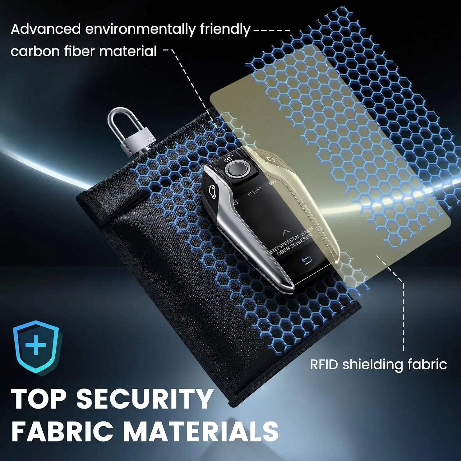 Faraday Key Fob Case Car Card Protector, Car RFID Signal Blocking Anti-Hacking Pouch Blocker, Anti-Theft Faraday Cage