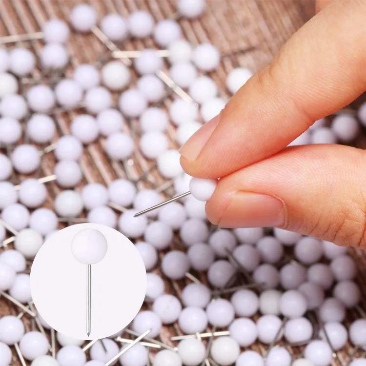 Colorful Push Pin Round Head Map Thumb Tacks White Pushpins