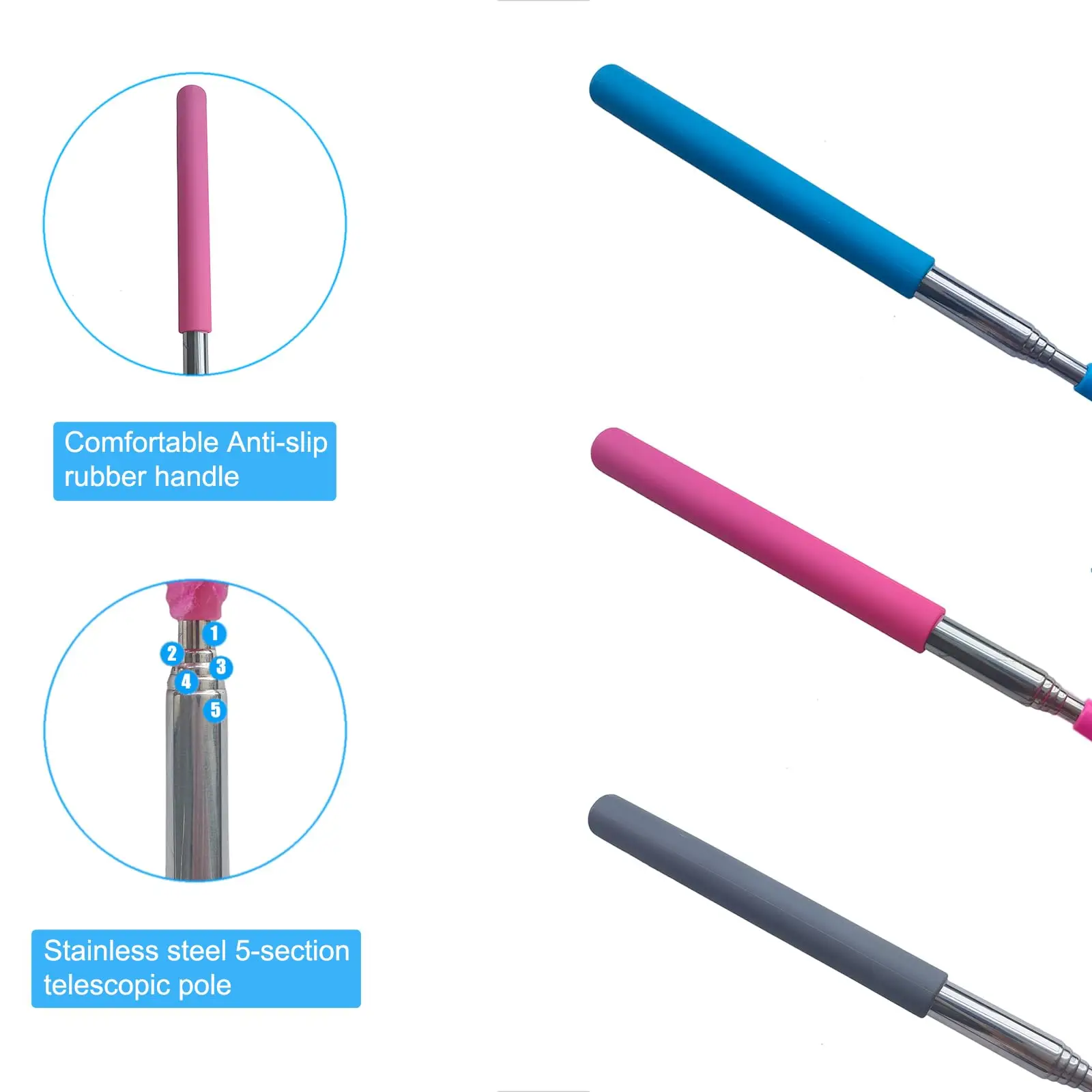 Extendable Telescoping Microfiber Duster Bendable Brush Washable Dusting Brush for Home Office Car gray