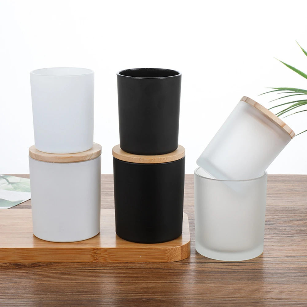 Customized Container Scented Candle Making DIY Jar with Lid Frosting Glass Candle Holders for Home Decoration Luxury Candle Jars