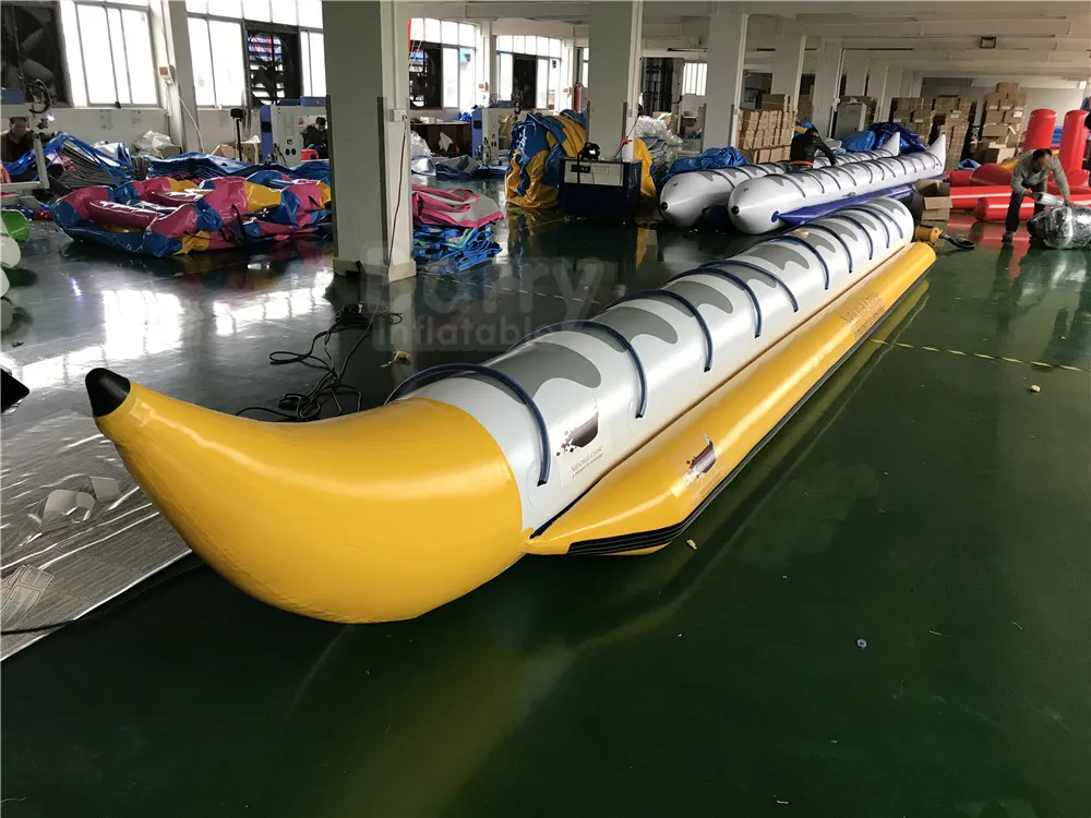 Double Banana Boat 10 seaters 2023 Water Fun Park 14 people Two Lane Inflatable sea Banana Boat for hot Summer