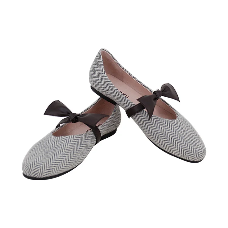CHOOZII Wholesale Girls Soft Comfortable Shoes Ladies Women Black Leather Fabric Cotton Ballet Flats