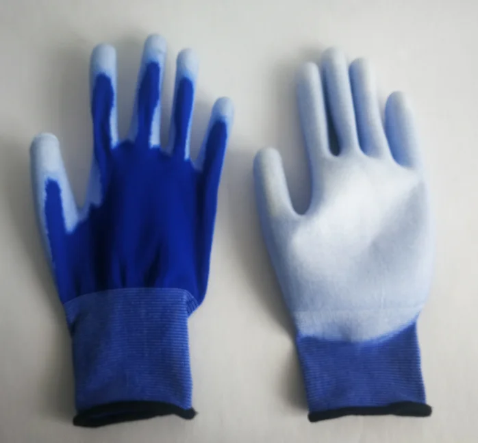 
anti static flexible 15 gauge extra thin nylon liner PU coated gloves for electric line 