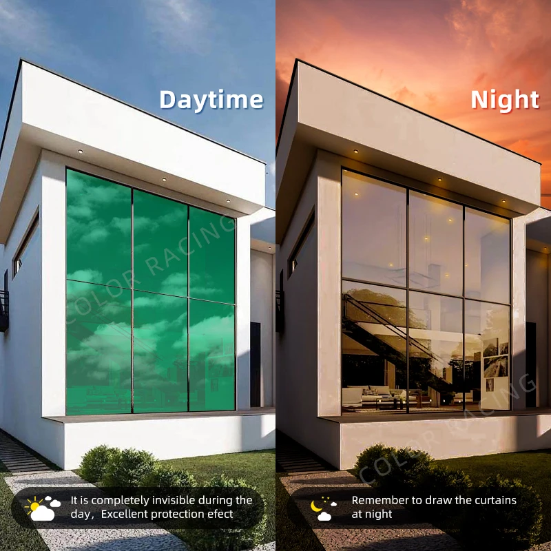 Односторонняя оконная пленка дневная конфиденциальность теплоизоляция антиуф светоотражающий зеркальный оттенок для окна дома неклейкий самостатический светильник