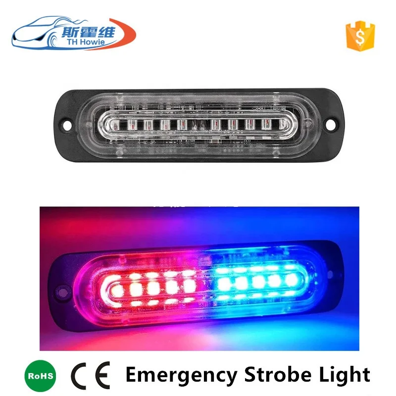 Ultra Thin 10 Leds Car Strobe Emergency Warning Lights Bar 12V Auto LED Side Grille Flashing Beacon Traffic Lamps For SUV Truck