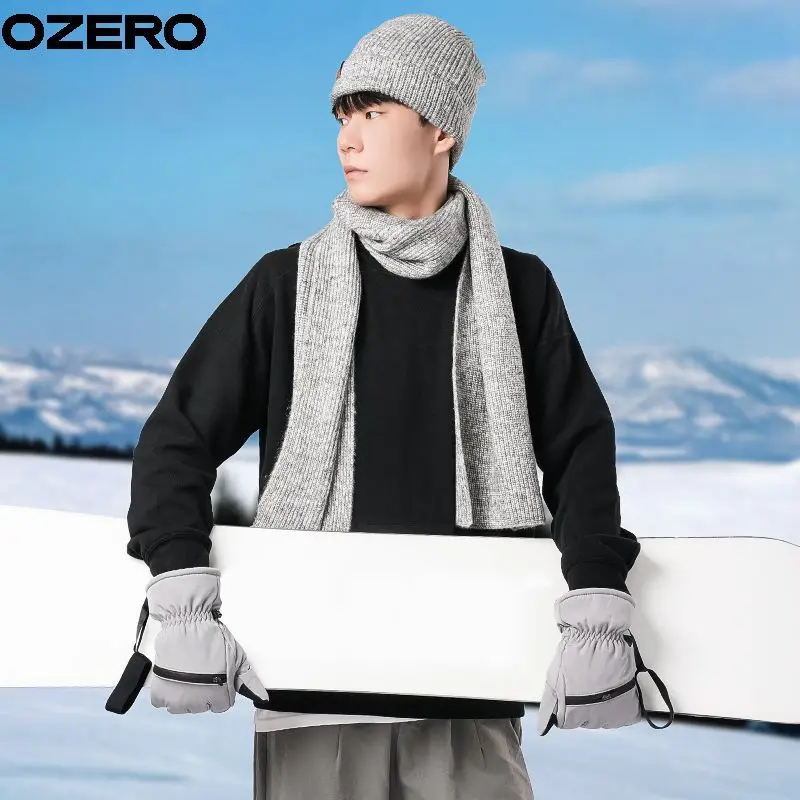 OZERO Mitten Sports Waterproof Private Logo Polyester Nylon Touch Screen Ski Jumping Gloves