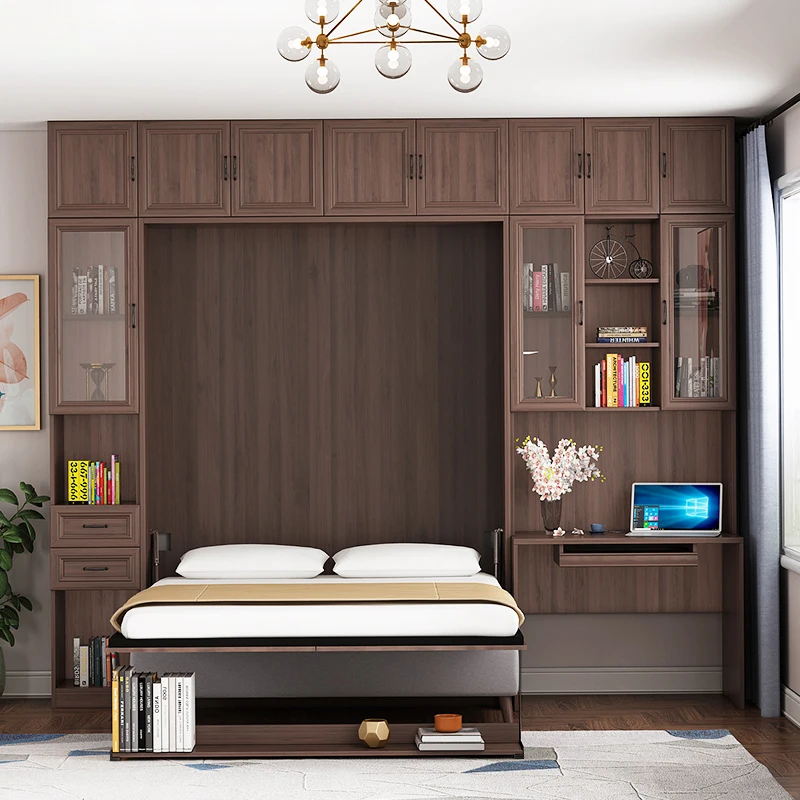 vertical invisible folding customized murphy bed home use multifunctional automatic easy installation wall mounted bed with sofa