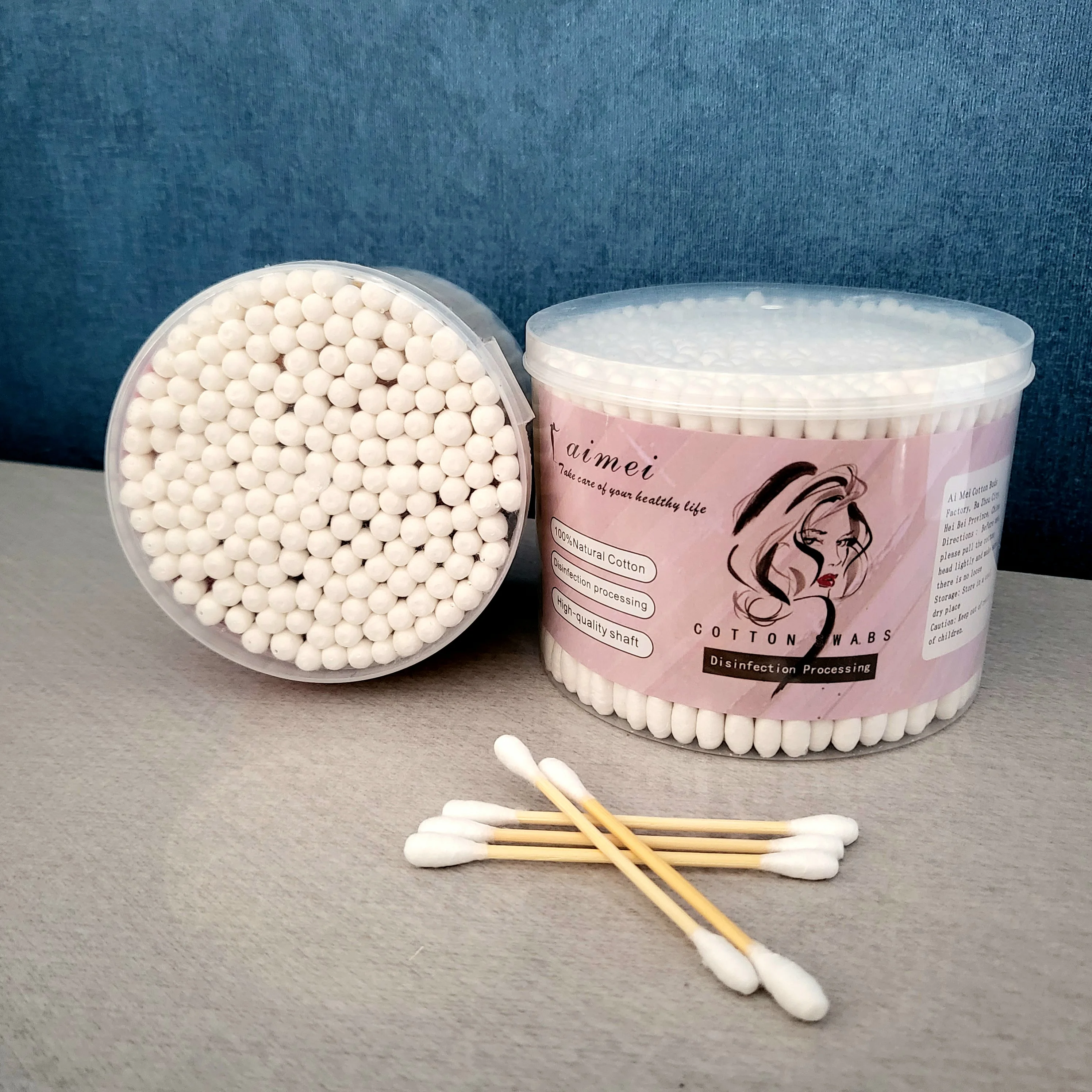 Factory Cheap biodegradable wooden bamboo stick cotton buds q tips boxes packing cotton swabs for make up remover