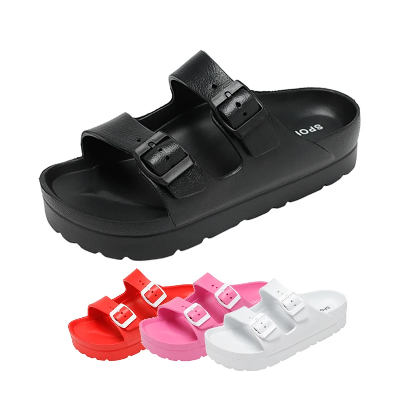 Factory Supply EVA  ladies flat sandal soft beach slides slipper for women