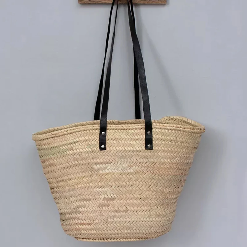 Ladies shoulder Hand Bags Fashion Popular Woven Handbags Girls Shopping French Straw Basket Beach Bag