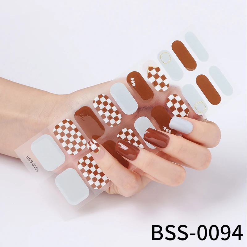 Custom Logo 3D 100% gel nail sticker Gentle Style  semi cured sticker nail polish