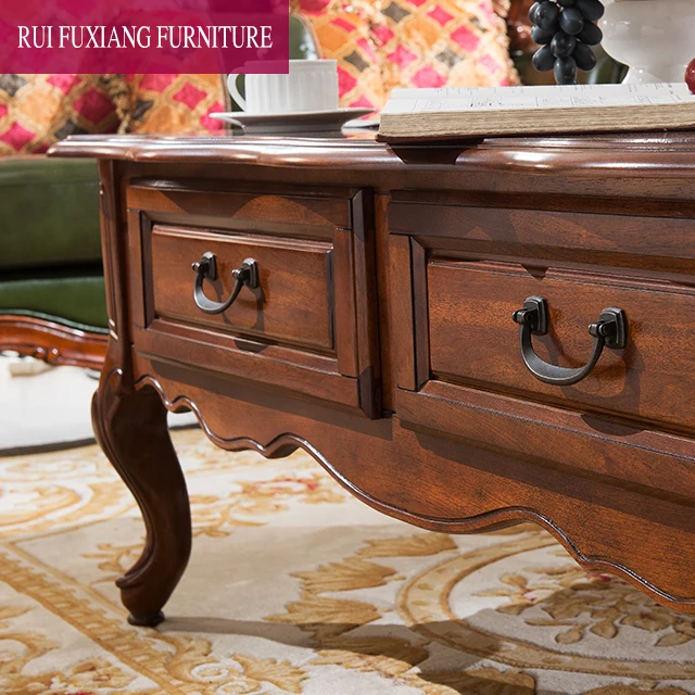 Classic American Antique Style Solid Wood Coffee Table Tea Table Living Room Furniture Storage Table P351