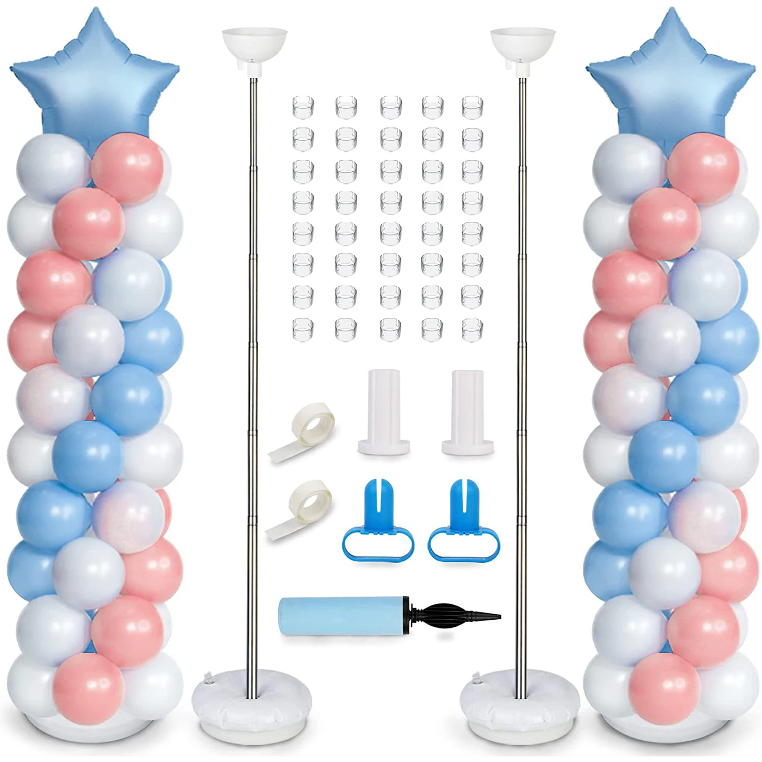 Partycool 2pcs Diy Balloon Tower Kit Balloon Column Kit Balloons Stand Pole Base Set Home Birthday Party Wedding Decoration