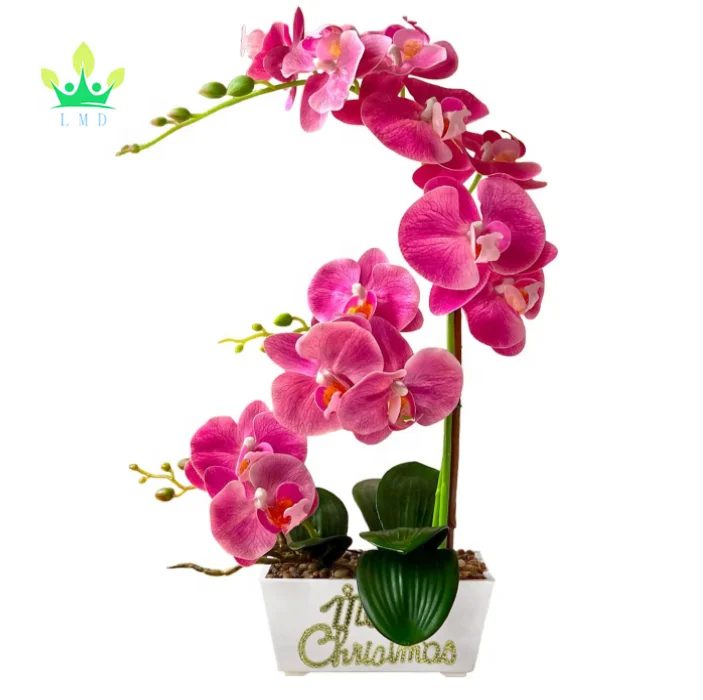 Orchids Artificial Flowers Orchid Plant in Pot  Phalaenopsis  Orchid for Home  Office Living Bedroom Table Centerpiece Decor