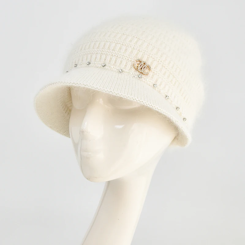 Custom Winter Knit Beret Hat Peaked Caps Angora Wool British Beret Hats Baker Boy Newsboy Flat Cap