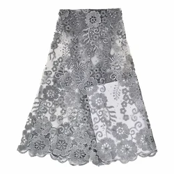 high quality factory price wholesale african embroidered lace fabric with shining stones