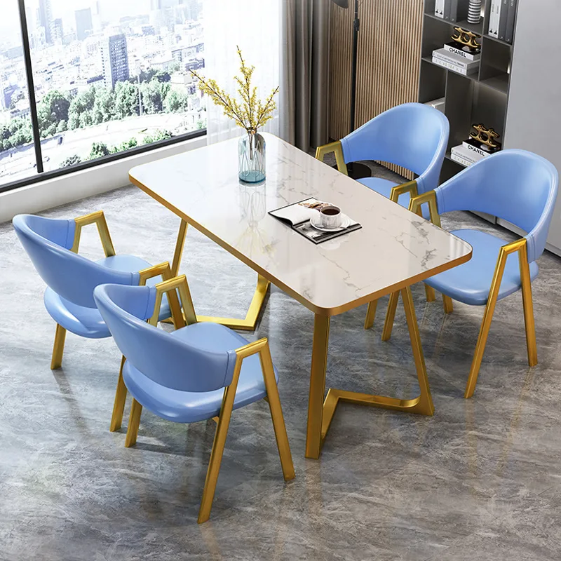 Pink Dining Chairs Cotton Linen Leather Armchair Upholstered Dining Set With 4 Chairs Iron Leg