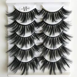 Low price wholesale eyelashes kit 100% hand made synthetic 5 pairs faux mink lashes