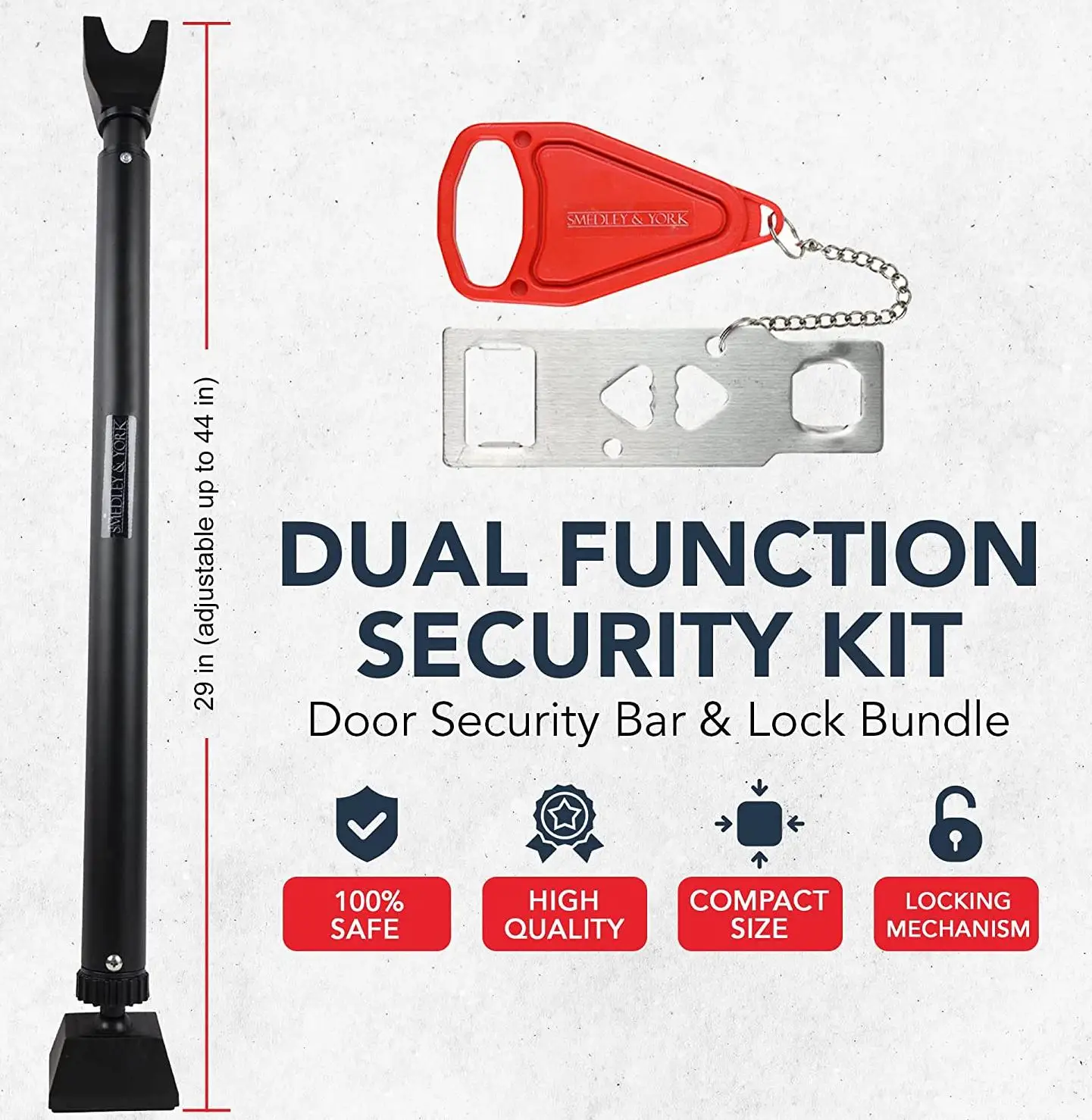 WEIJU Security Door Jammer Adjustable Sliding Patio Door Security Bar portable door lock