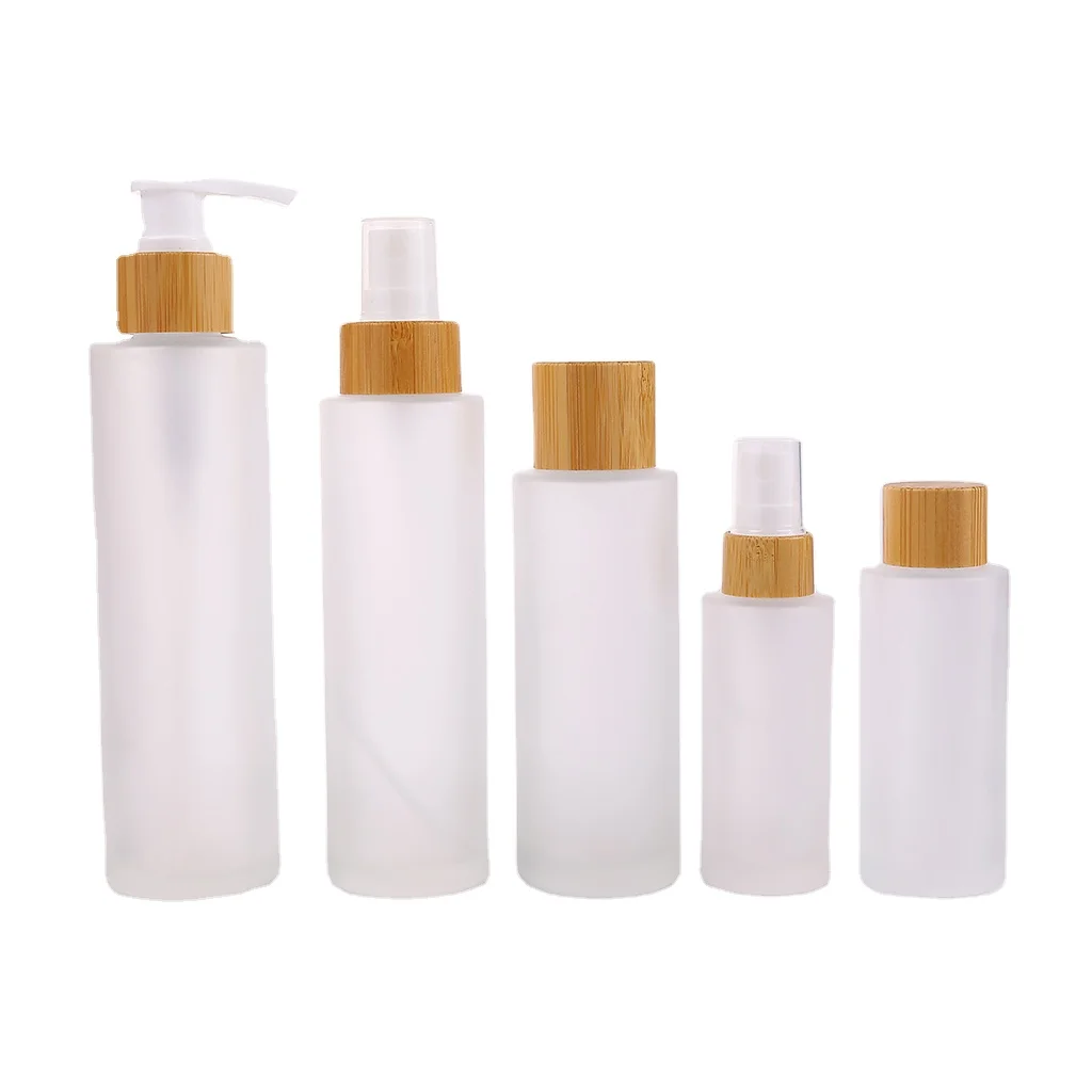 30 мл 50 мл 100 мл 120 мл стеклянная косметическая бутылка для лосьона с бамбуковой крышкой