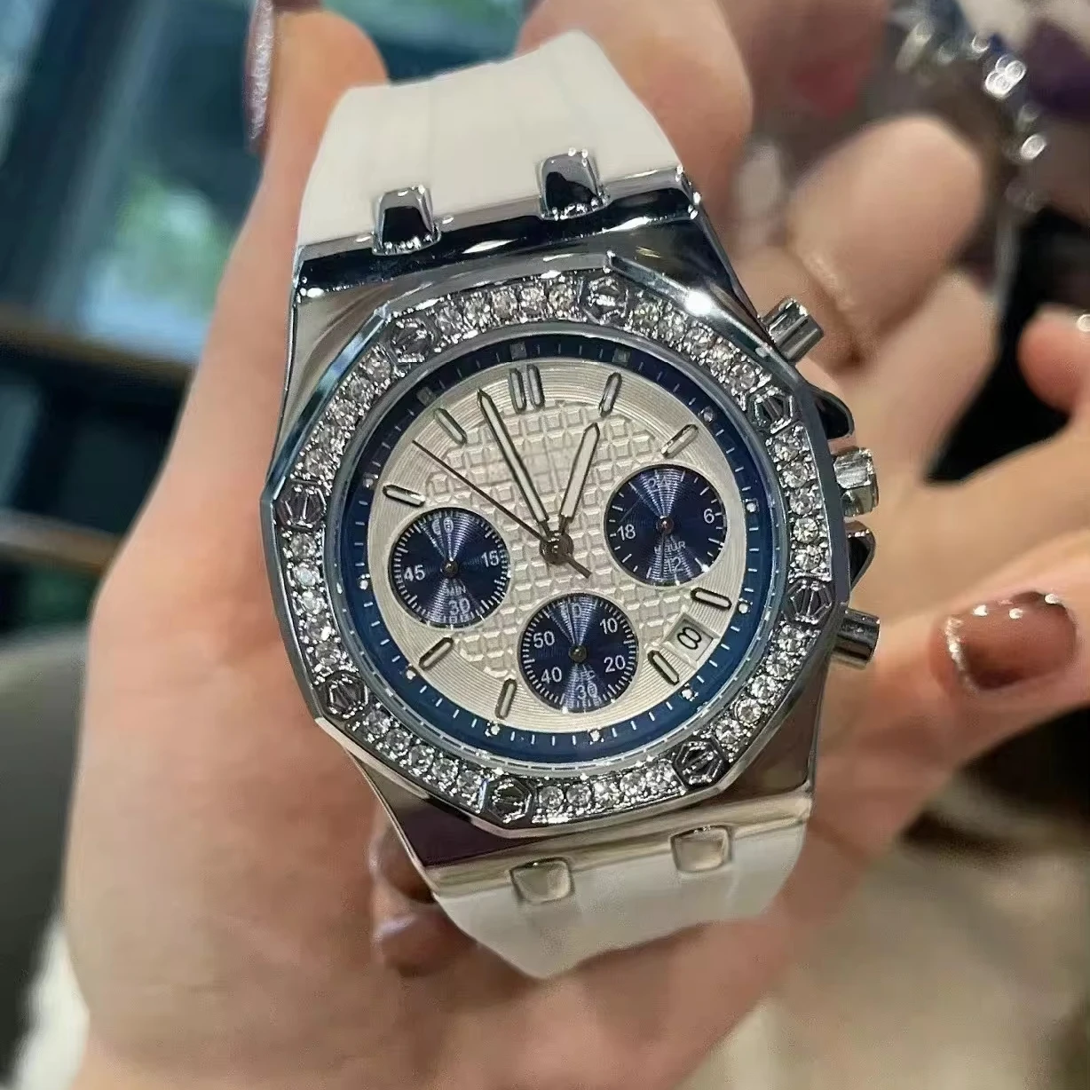 Top quality Sapphire Mirror Super Clone Rubber Watch with Diamond dial APS Luxury Luxury Automatic 3126/3840 Movement Watch