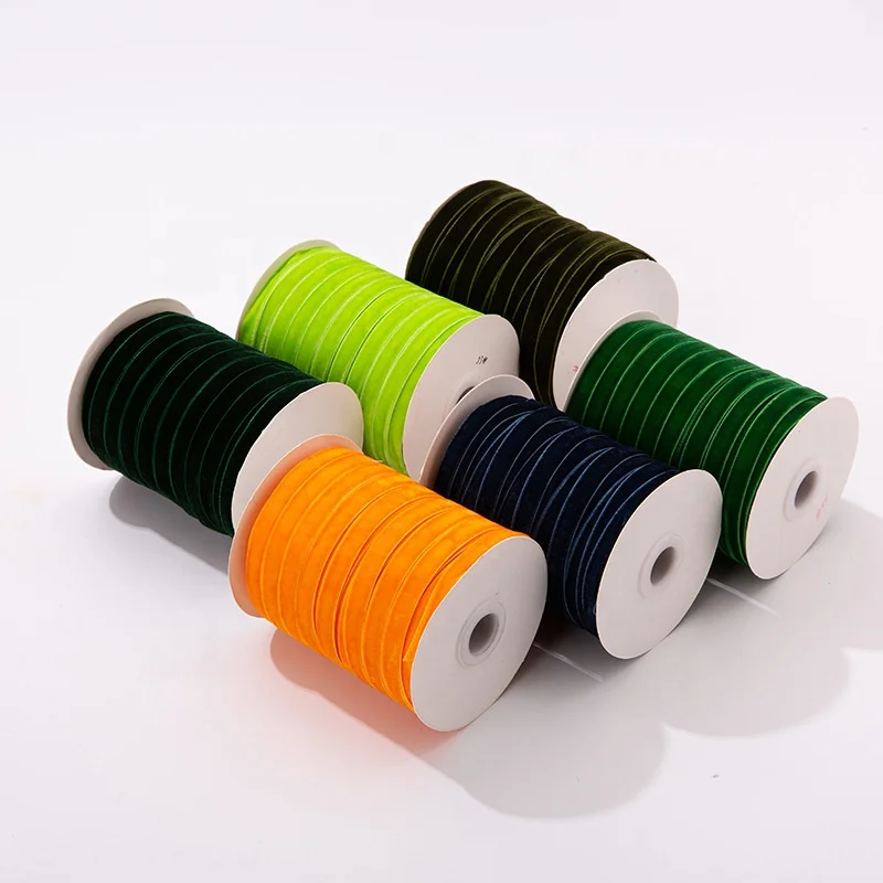 Spot wholesale 3mm - 50mm wide inelastic single  and double sided velvet ribbon, used for  decoration.