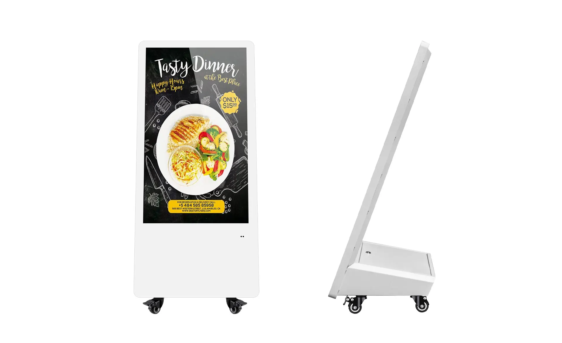 
Movable LCD advertising players digital signage and displays touch screen totem with universal wheels 