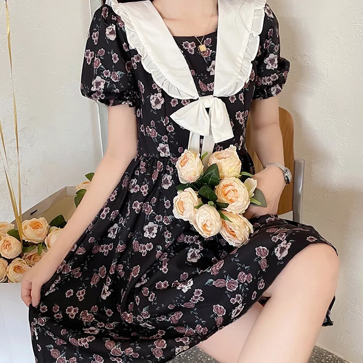 Fat sister summer collect waist show thin floral cute small student reduce age short skirt