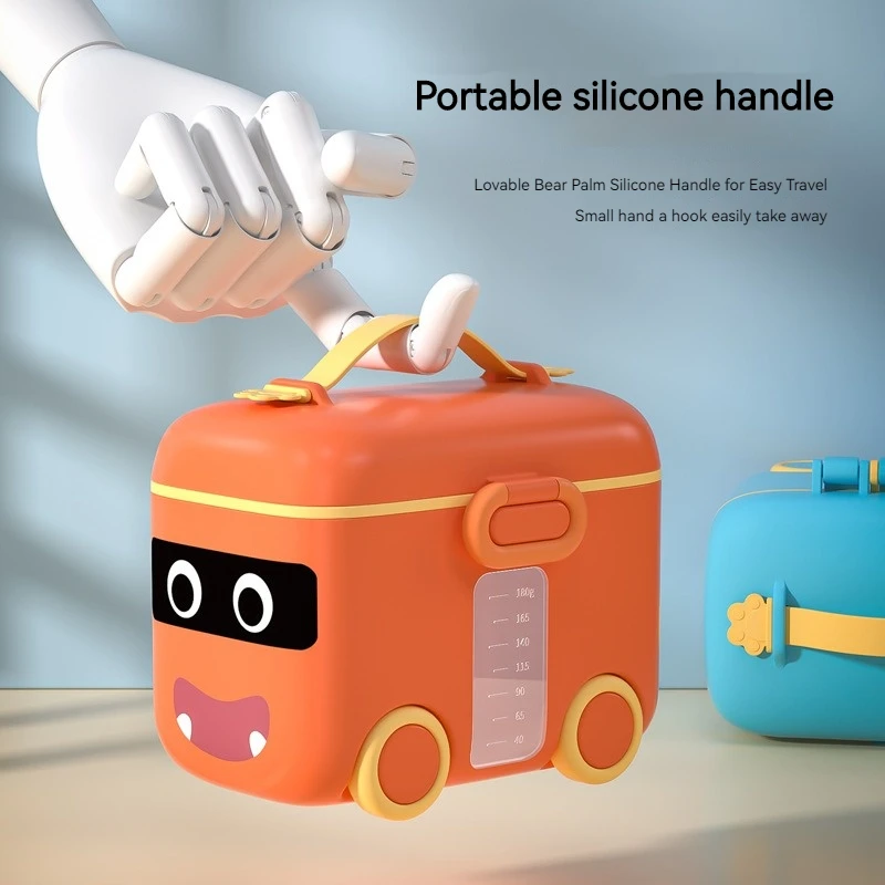 New design cartoon car portable cereal and milk storage powder container baby
