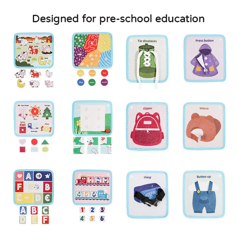 Baby Montessori Activity Bag Cute Duck Busy Cloth Bag Quiet Busy Book Toy Motor Early Education Daily Skills Learning for Kids