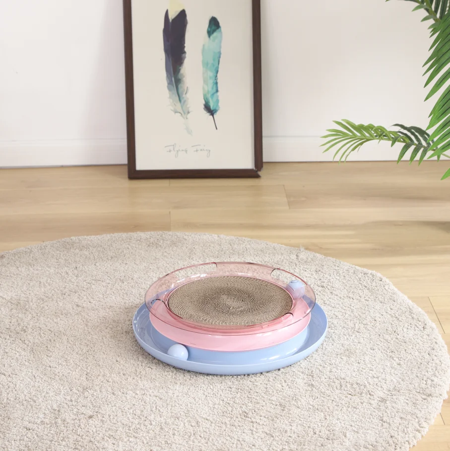 3 In 1 Cat Scratcher Toy Trackball Tower Scratch Pad Replaceable Cat Cardboard Corrugated Board
