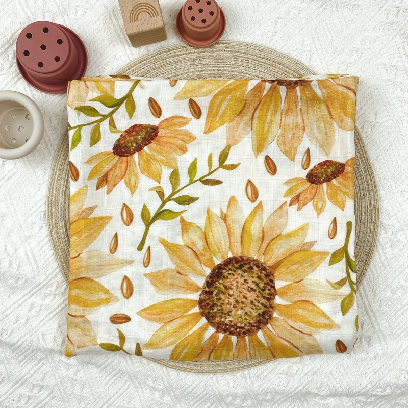 Modern Organic Cotton Neutral Bamboo Baby Muslin Swaddle Blanket