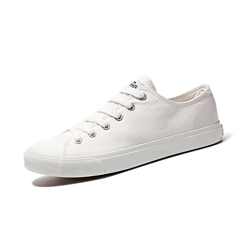 Mens Custom Made Plain White Sneakers Daily-wear Casual Shoes Canvas Trendy Shoes